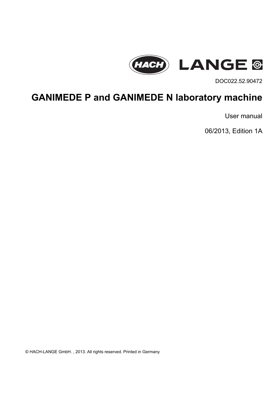 Hach-Lange GANIMEDE N User Manual | 60 pages