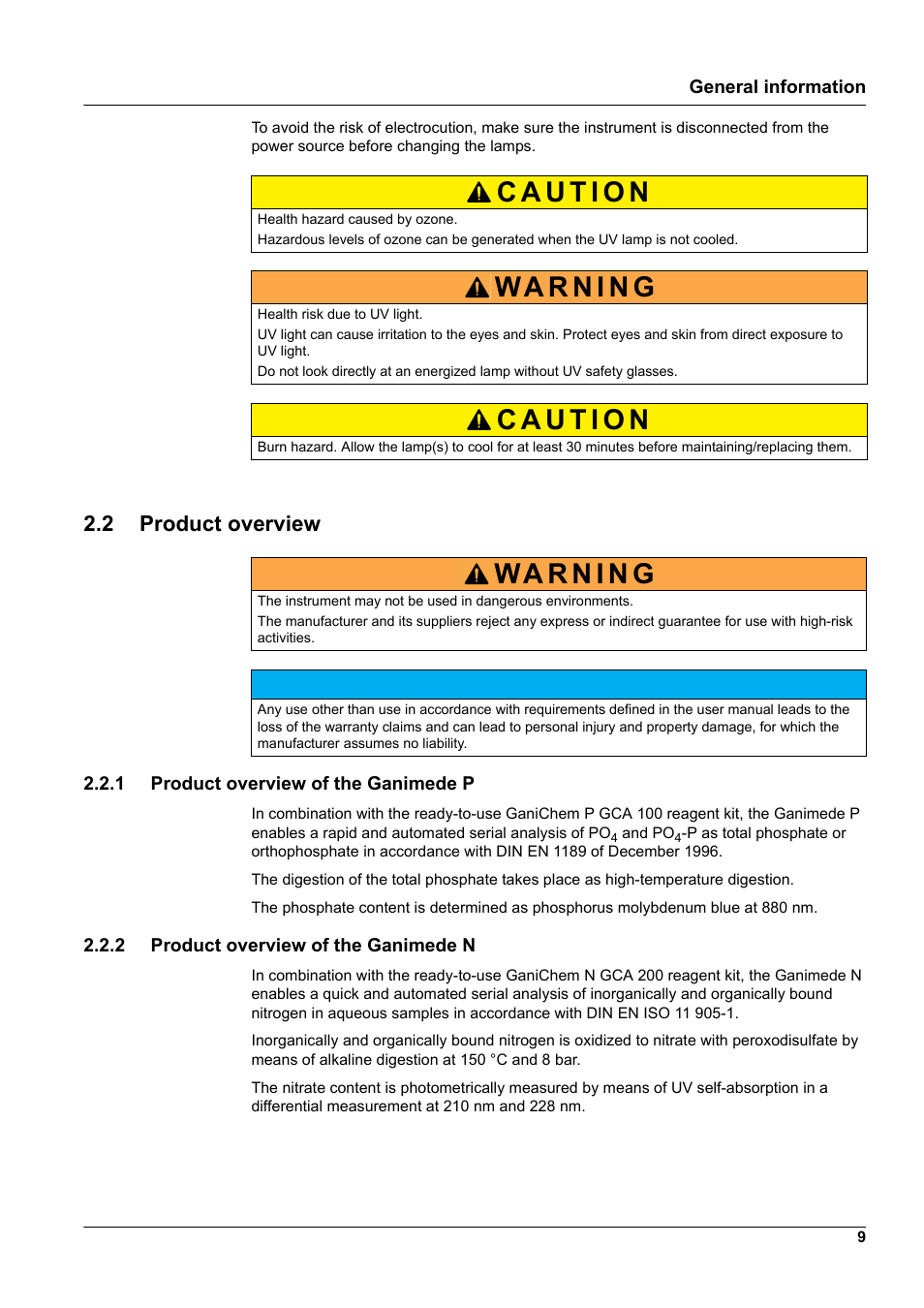 2 product overview, 1 product overview of the ganimede p, 2 product overview of the ganimede n | Hach-Lange GANIMEDE N User Manual | Page 9 / 60