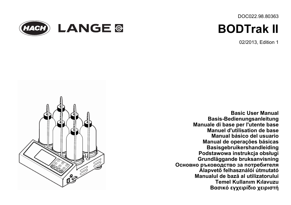 Hach-Lange BODTrak II Basic User Manual User Manual | 172 pages