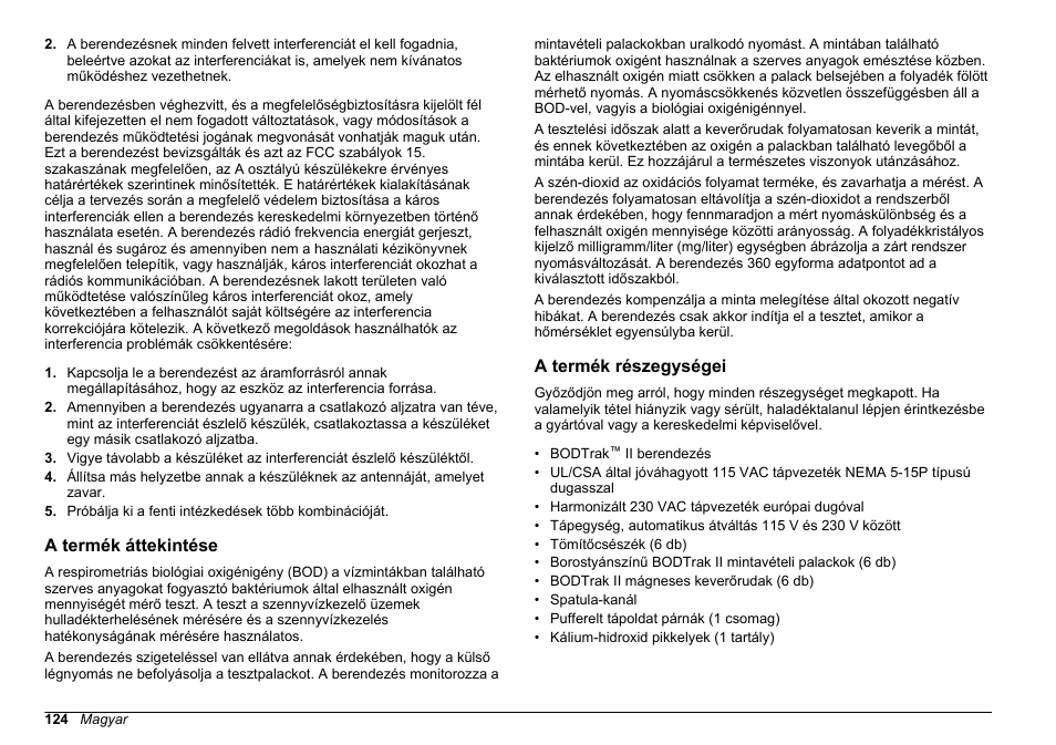 A termék áttekintése, A termék részegységei | Hach-Lange BODTrak II Basic User Manual User Manual | Page 124 / 172