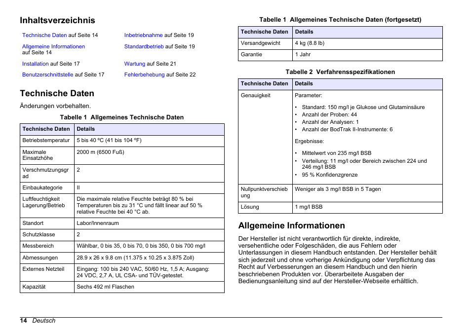 Hach-Lange BODTrak II Basic User Manual User Manual | Page 14 / 172