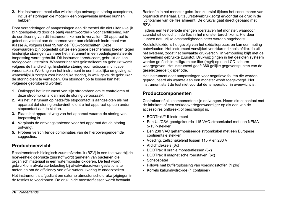 Productoverzicht, Productcomponenten | Hach-Lange BODTrak II Basic User Manual User Manual | Page 76 / 172