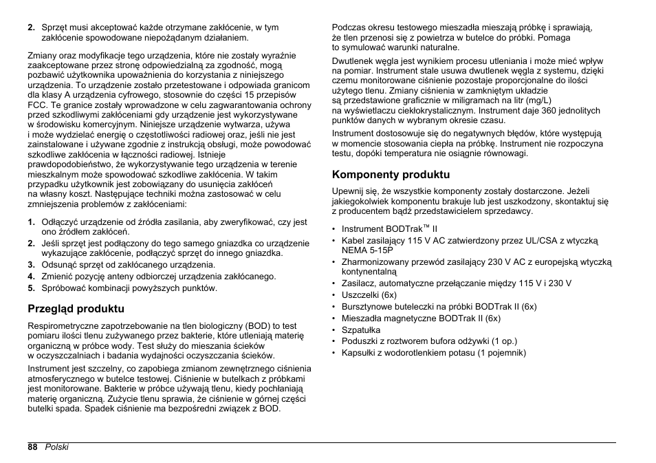 Przegląd produktu, Komponenty produktu | Hach-Lange BODTrak II Basic User Manual User Manual | Page 88 / 172