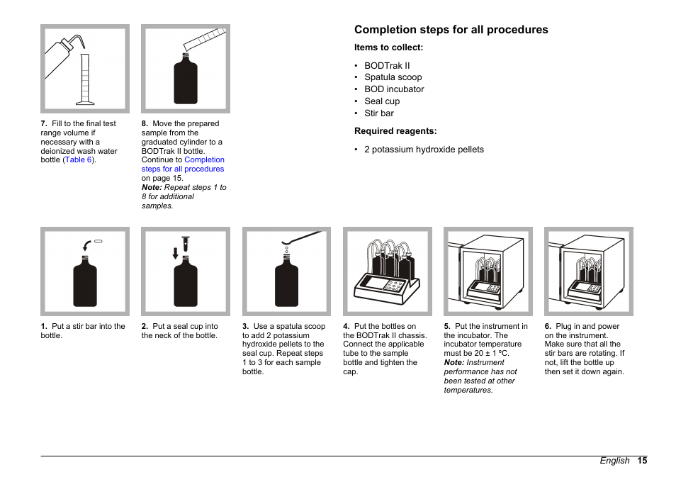 Completion steps for all procedures, Completion, Steps for all procedures | Continue to | Hach-Lange BODTRACK II User Manual User Manual | Page 17 / 28