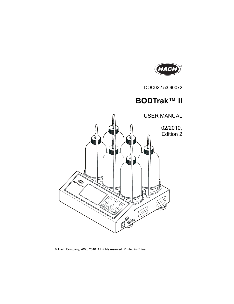Hach-Lange BODTRAK II: Respirometric Biochemical Oxygen Demand (BOD) User Manual | 46 pages