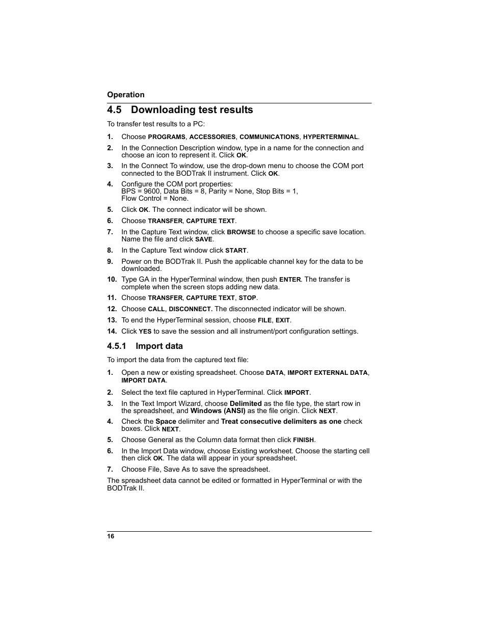 5 downloading test results, 1 import data | Hach-Lange BODTRAK II: Respirometric Biochemical Oxygen Demand (BOD) User Manual | Page 16 / 46