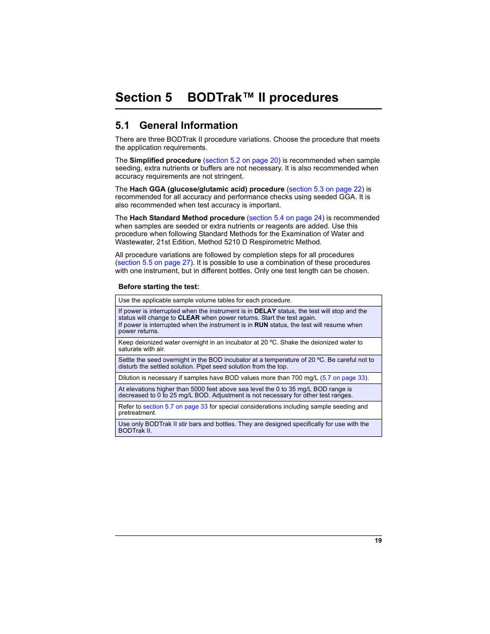 Section 5 bodtrak™ ii procedures, 1 general information | Hach-Lange BODTRAK II: Respirometric Biochemical Oxygen Demand (BOD) User Manual | Page 19 / 46
