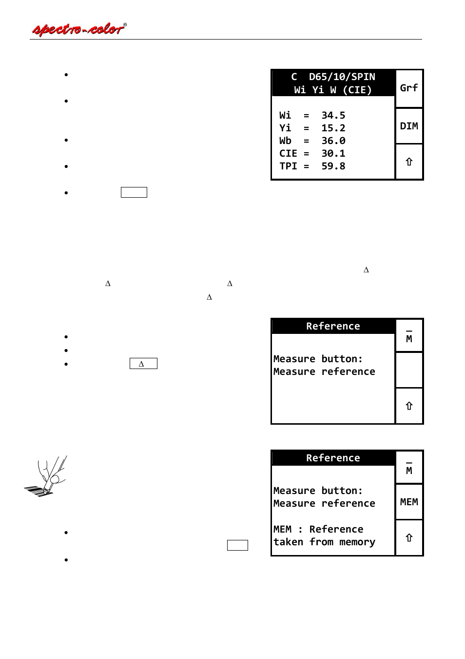 C3 difference measurement, Measure button: measure reference, Reference _ m mem | Hach-Lange SPECTRO COLOR d-8 User Manual | Page 17 / 29