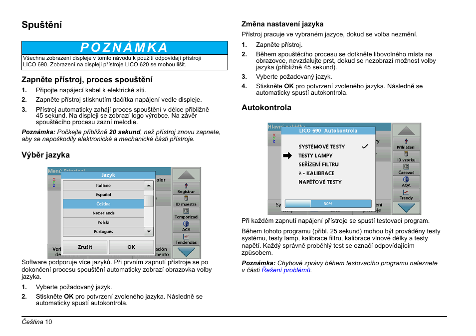 Spuštění | Hach-Lange LICO 690 Basic User Manual User Manual | Page 10 / 329