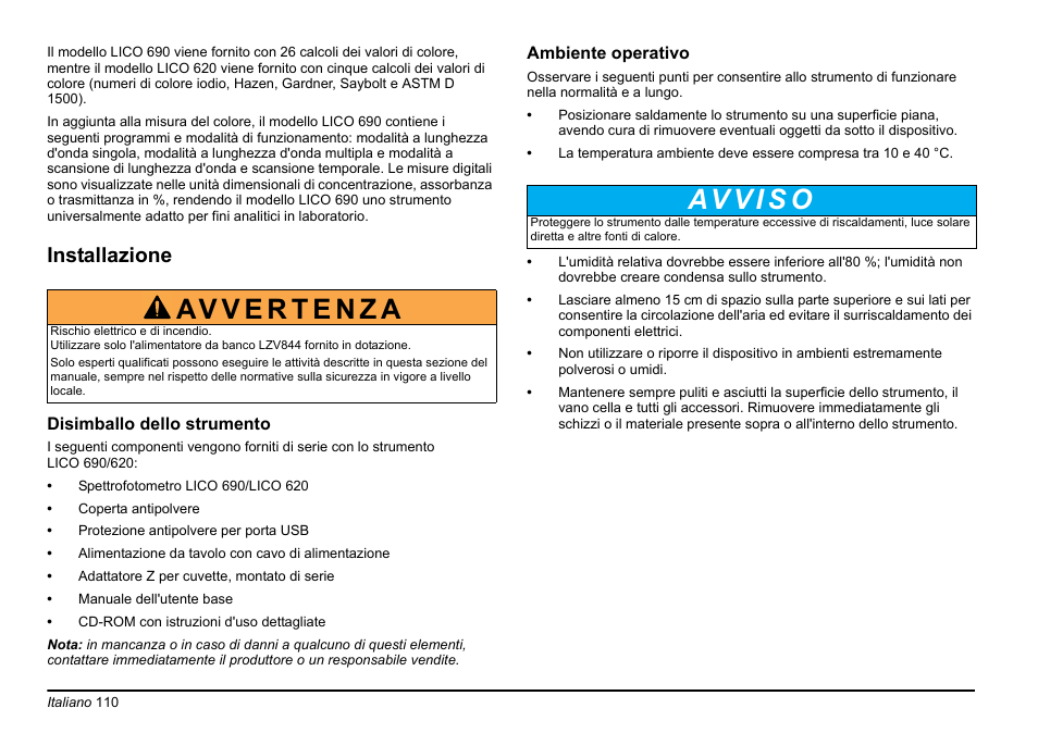 Installazione | Hach-Lange LICO 690 Basic User Manual User Manual | Page 110 / 329
