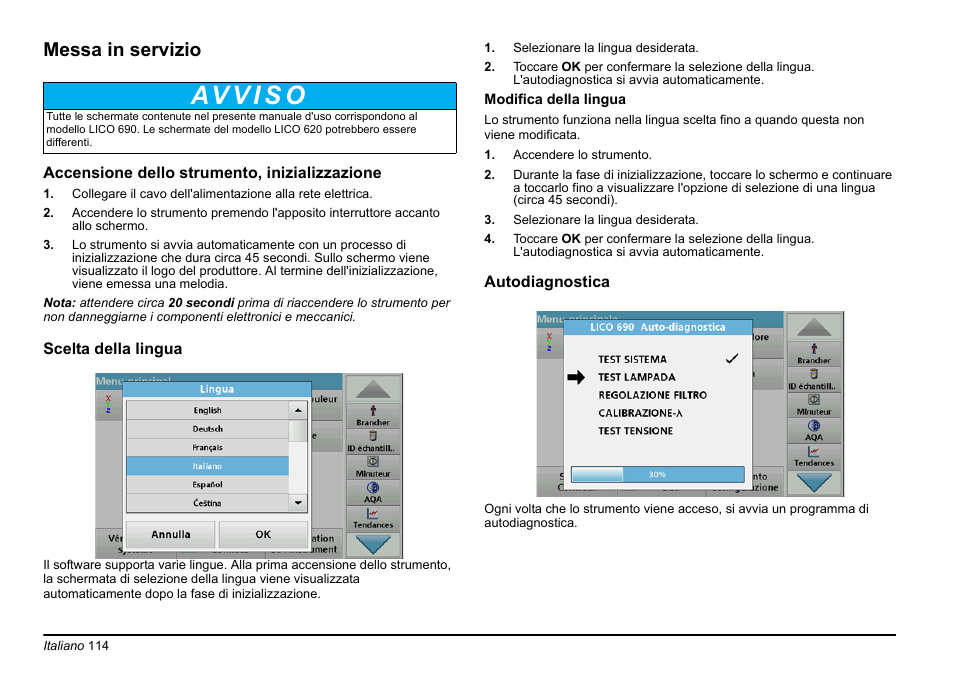 Messa in servizio | Hach-Lange LICO 690 Basic User Manual User Manual | Page 114 / 329