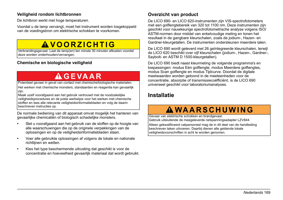G e va a r, Installatie | Hach-Lange LICO 690 Basic User Manual User Manual | Page 169 / 329