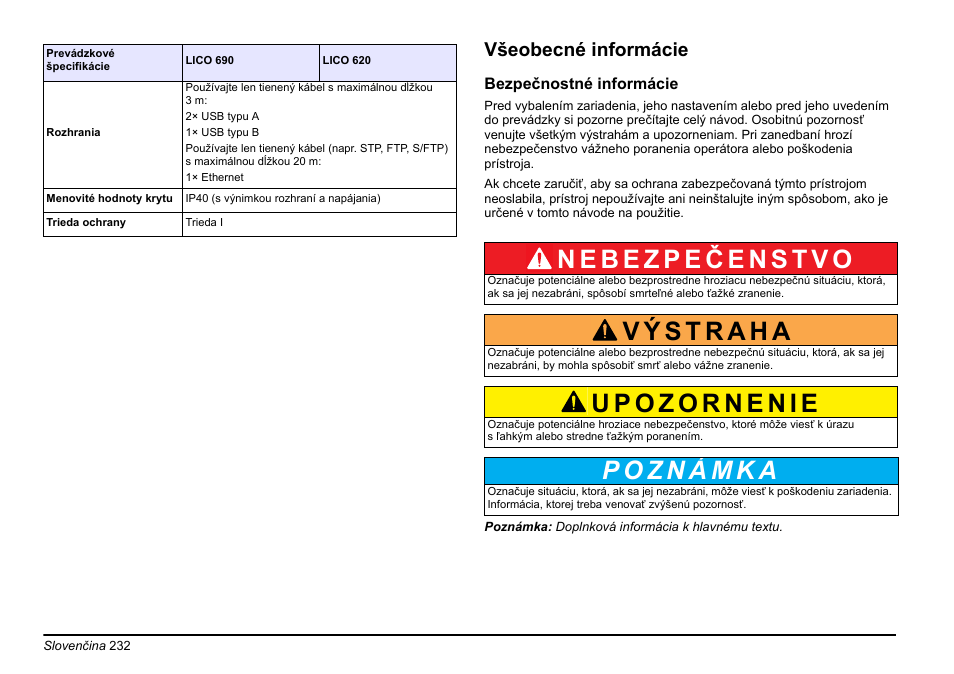 Všeobecné informácie | Hach-Lange LICO 690 Basic User Manual User Manual | Page 232 / 329