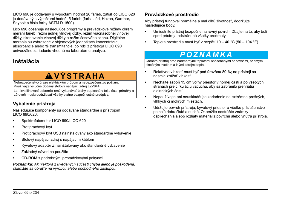 Inštalácia | Hach-Lange LICO 690 Basic User Manual User Manual | Page 234 / 329