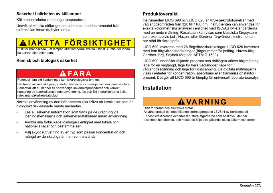 Fa r a, Installation | Hach-Lange LICO 690 Basic User Manual User Manual | Page 273 / 329