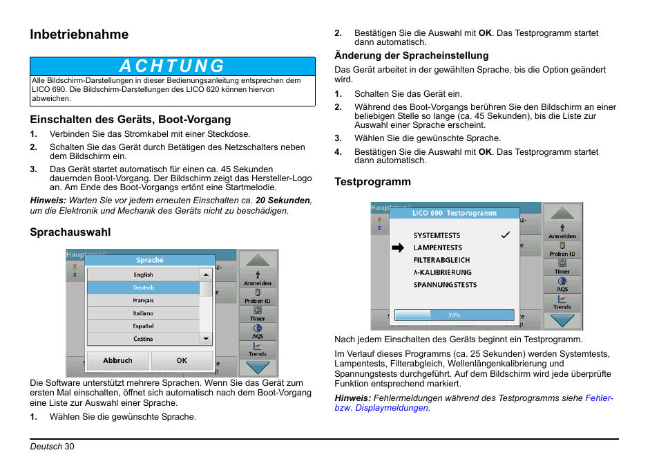 Inbetriebnahme | Hach-Lange LICO 690 Basic User Manual User Manual | Page 30 / 329
