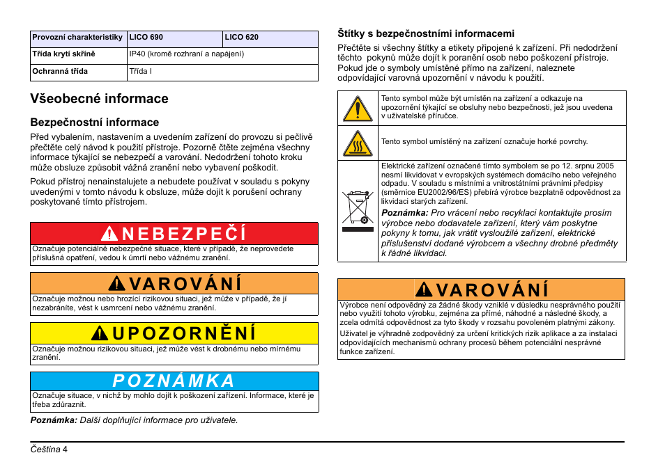 Všeobecné informace | Hach-Lange LICO 690 Basic User Manual User Manual | Page 4 / 329