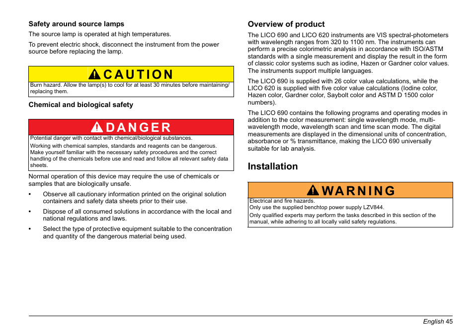 Installation | Hach-Lange LICO 690 Basic User Manual User Manual | Page 45 / 329