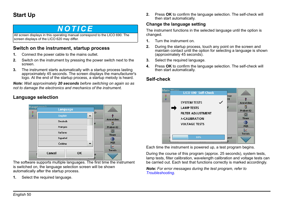 Start up | Hach-Lange LICO 690 Basic User Manual User Manual | Page 50 / 329
