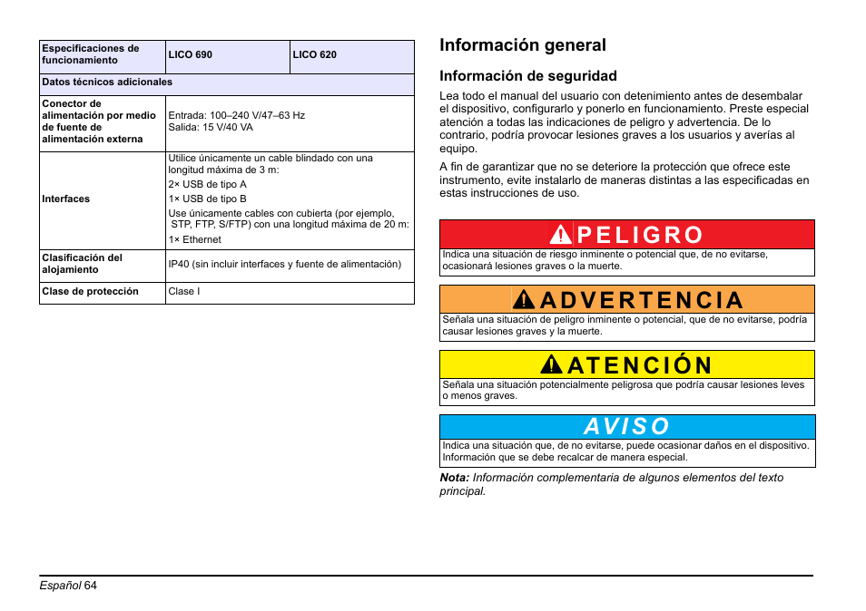 Av i s o, Información general | Hach-Lange LICO 690 Basic User Manual User Manual | Page 64 / 329