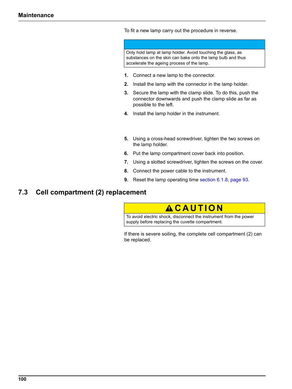 3 cell compartment (2) replacement | Hach-Lange LICO 690 User Manual User Manual | Page 100 / 114