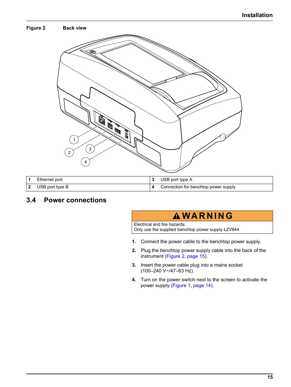 4 power connections | Hach-Lange LICO 690 User Manual User Manual | Page 15 / 114