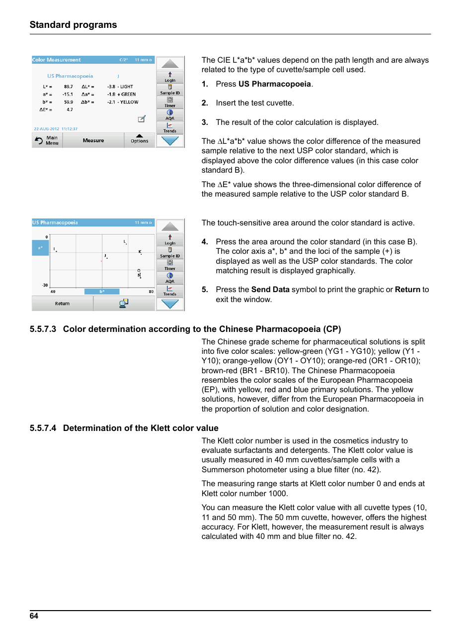 4 determination of the klett color value, Standard programs | Hach-Lange LICO 690 User Manual User Manual | Page 64 / 114