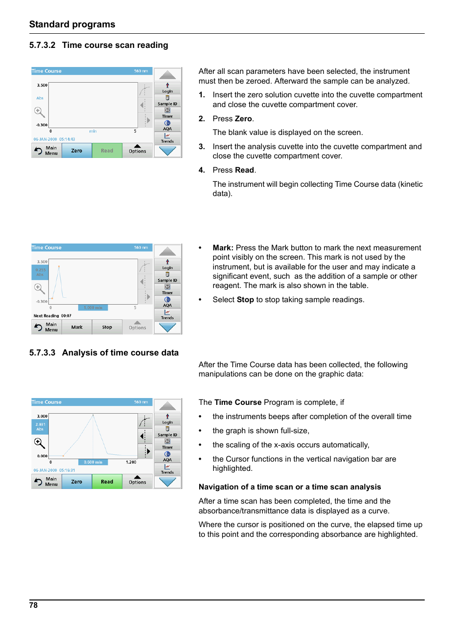 2 time course scan reading, 3 analysis of time course data, Standard programs | Hach-Lange LICO 690 User Manual User Manual | Page 78 / 114