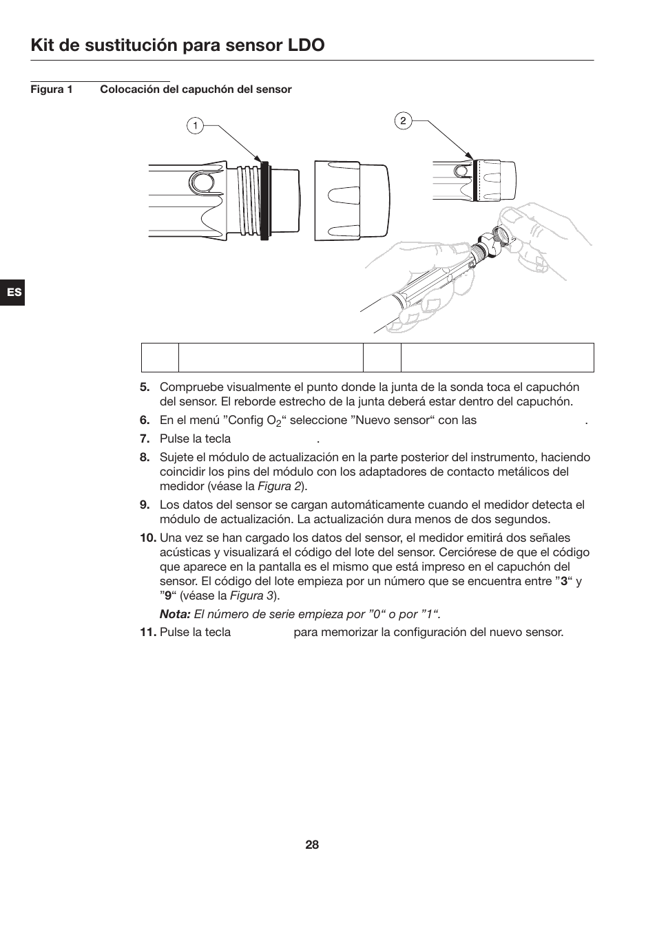 Kit de sustitución para sensor ldo | Hach-Lange LDO Sensor Replacement Kit for use with Hach HQ10 and HQ20 User Manual | Page 28 / 43