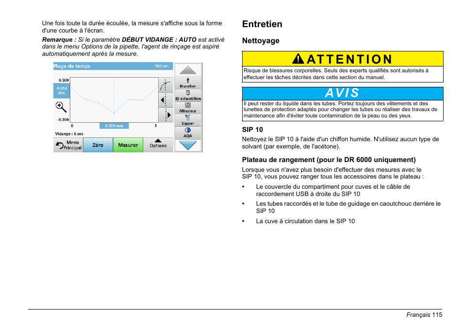 Av i s, Entretien | Hach-Lange SIP 10 User Manual | Page 115 / 273