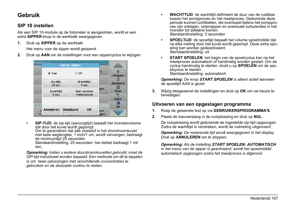 Gebruik | Hach-Lange SIP 10 User Manual | Page 167 / 273