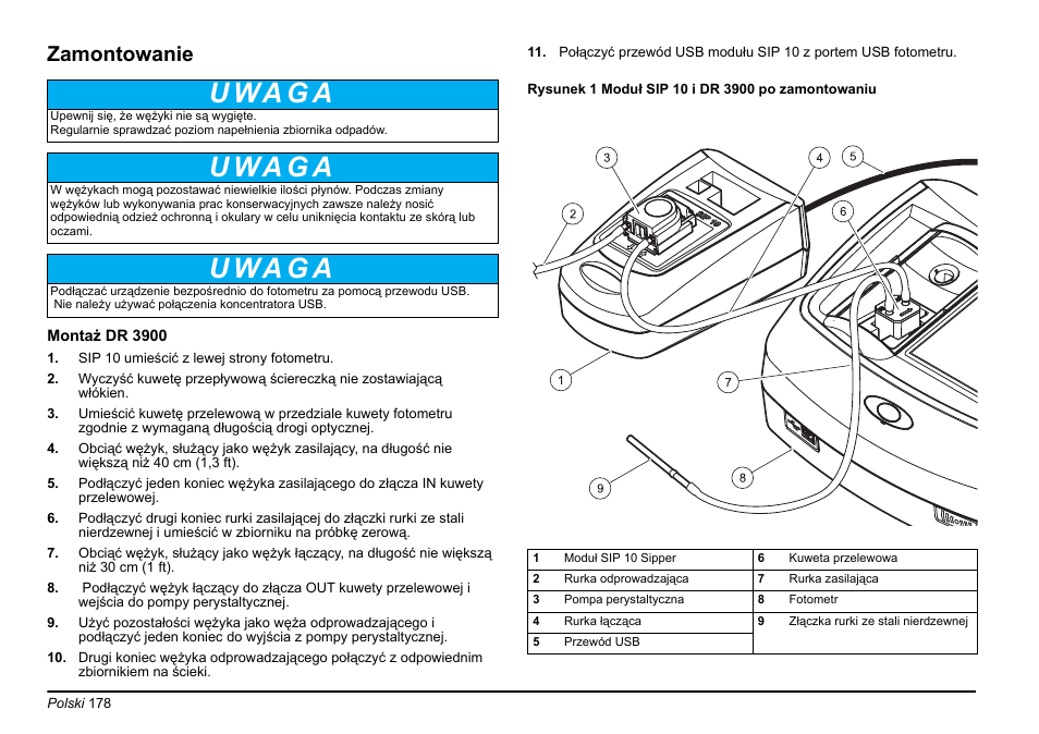 U wa g a, Zamontowanie | Hach-Lange SIP 10 User Manual | Page 178 / 273