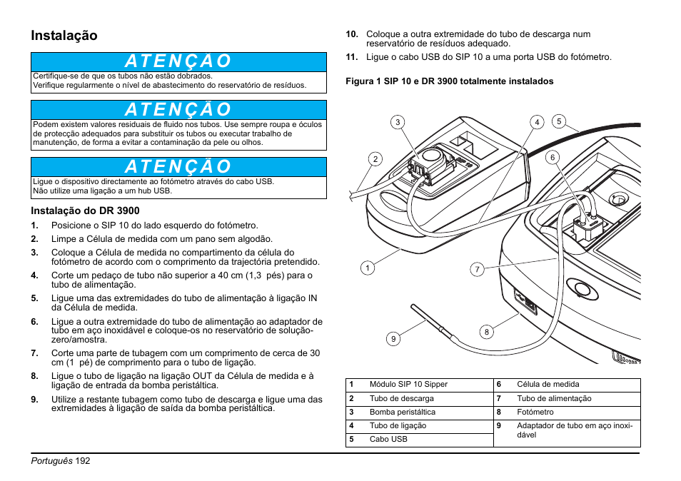Instalação | Hach-Lange SIP 10 User Manual | Page 192 / 273