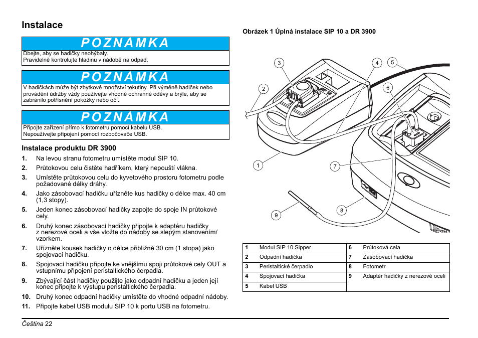 Instalace | Hach-Lange SIP 10 User Manual | Page 22 / 273