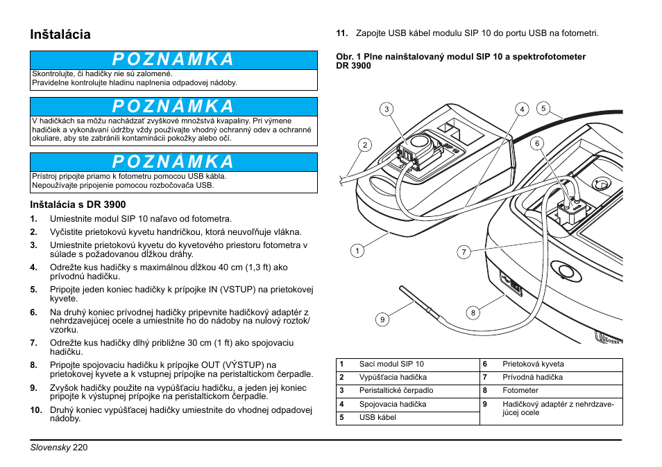 Inštalácia | Hach-Lange SIP 10 User Manual | Page 220 / 273