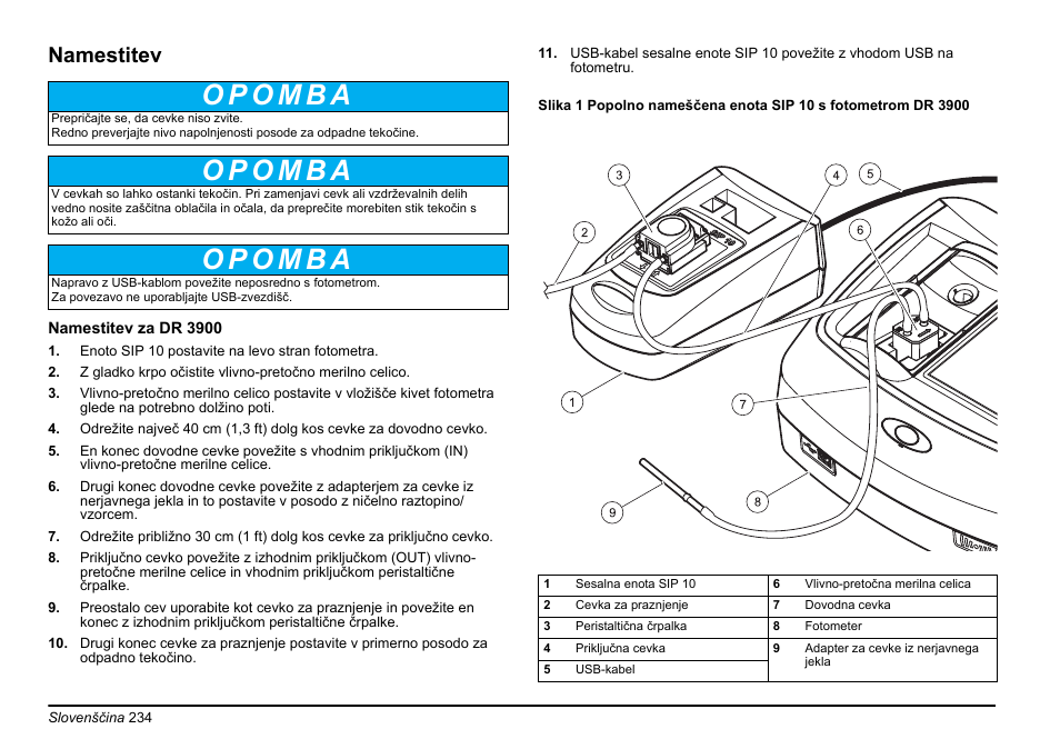 Namestitev | Hach-Lange SIP 10 User Manual | Page 234 / 273