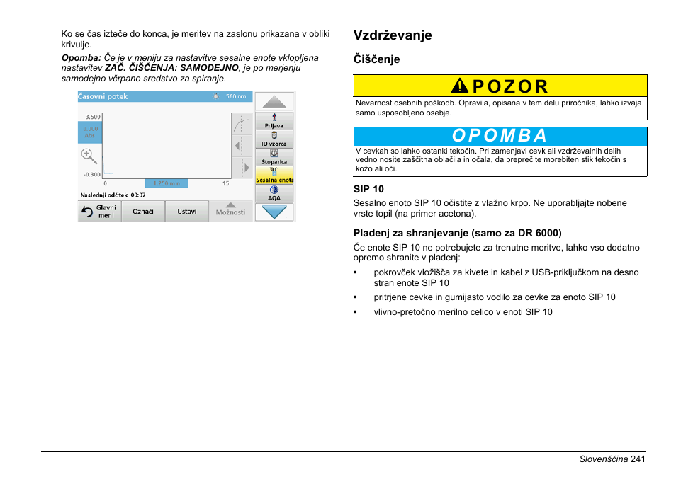 Vzdrževanje | Hach-Lange SIP 10 User Manual | Page 241 / 273