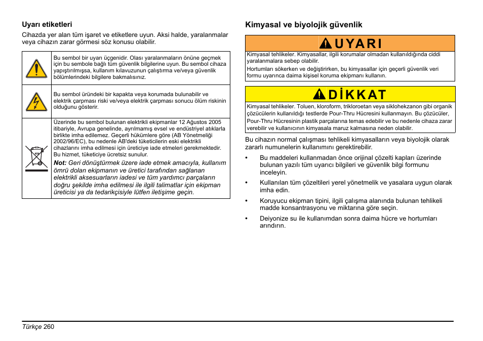 U ya r i | Hach-Lange SIP 10 User Manual | Page 260 / 273