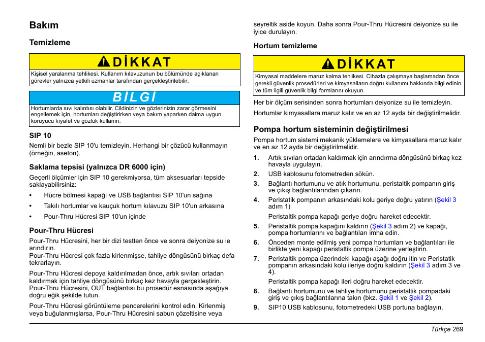 Bakım | Hach-Lange SIP 10 User Manual | Page 269 / 273
