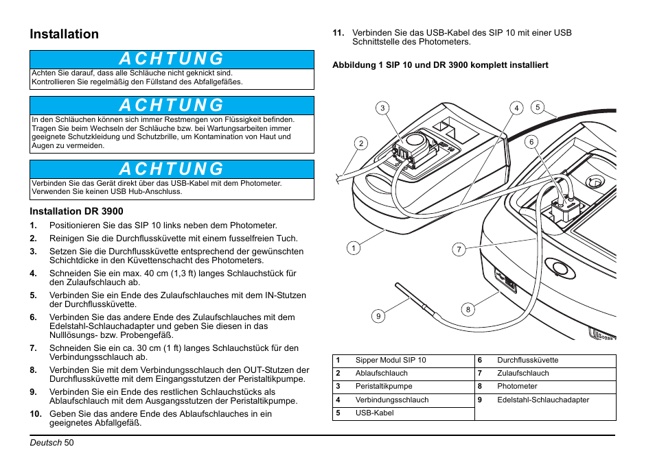 Installation | Hach-Lange SIP 10 User Manual | Page 50 / 273