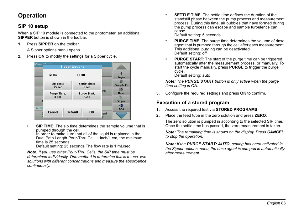 Operation | Hach-Lange SIP 10 User Manual | Page 83 / 273