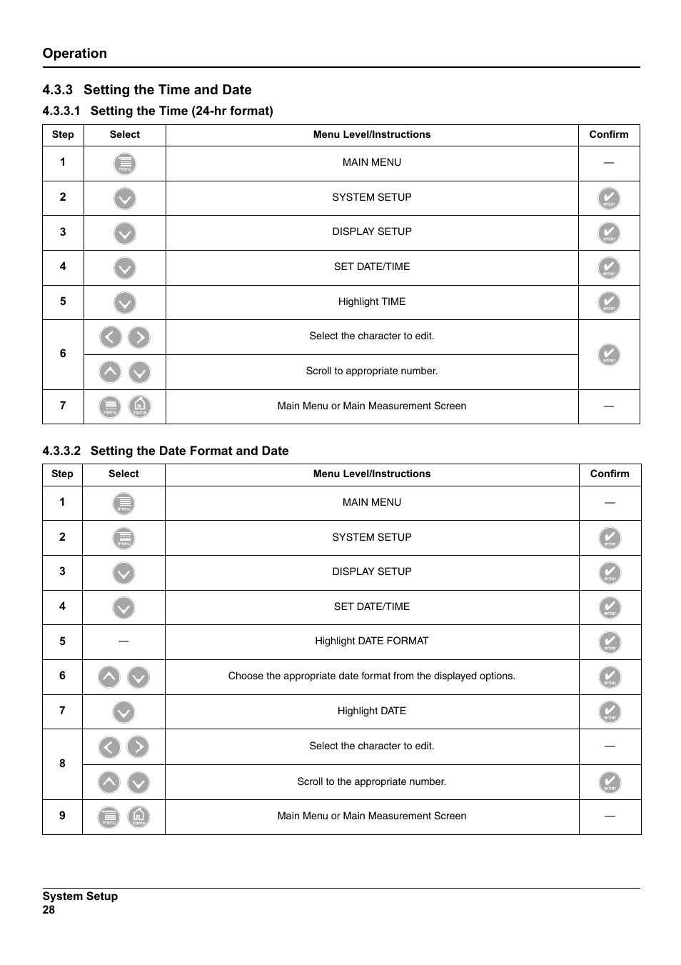 Operation 4.3.3 setting the time and date | Hach-Lange SC 100 User Manual | Page 32 / 58