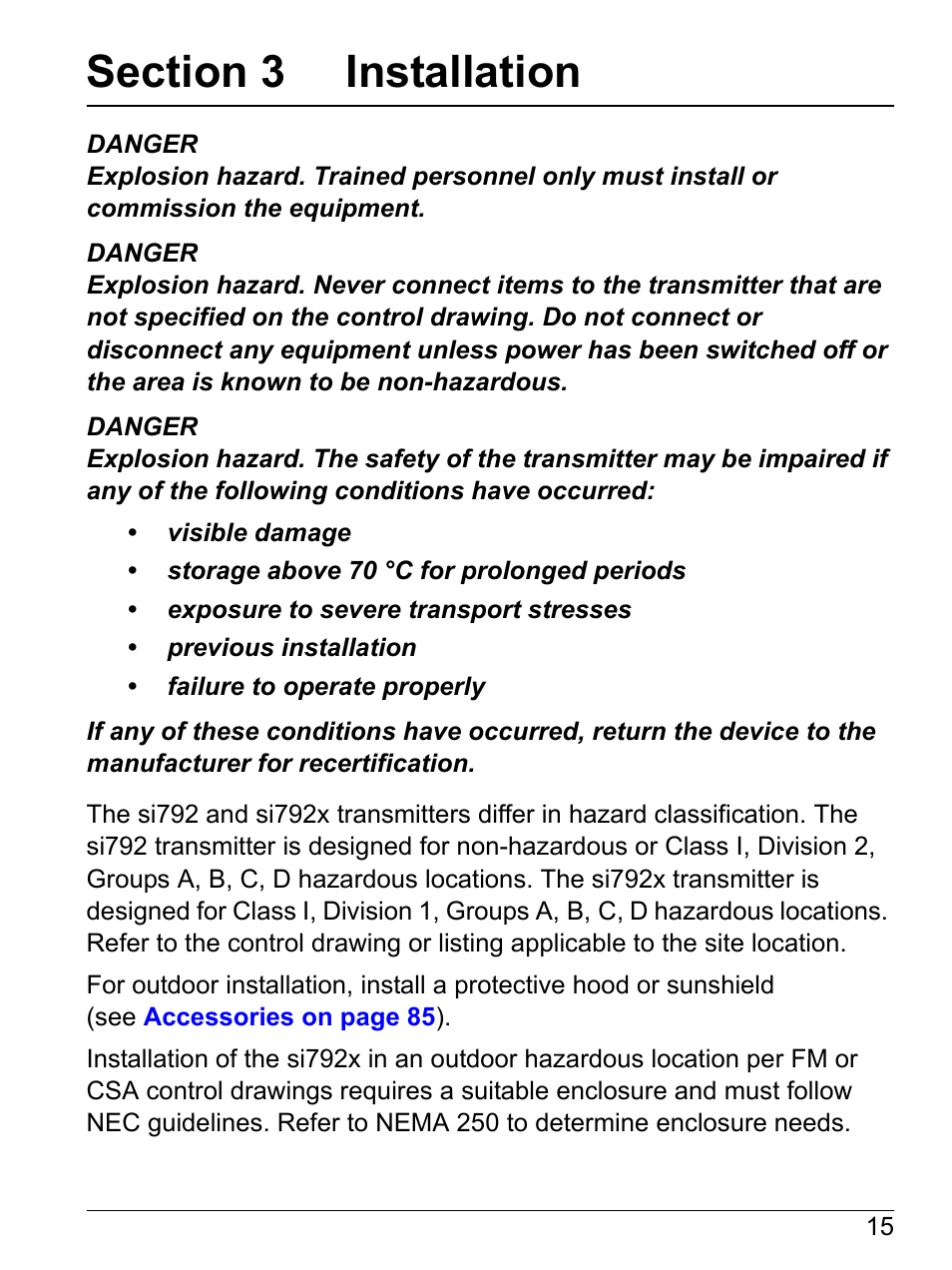 Section 3 installation | Hach-Lange SI792(x) E HACH GLI 3700 series SI792(x) T 7MA2200 and 8398 series User Manual User Manual | Page 17 / 116
