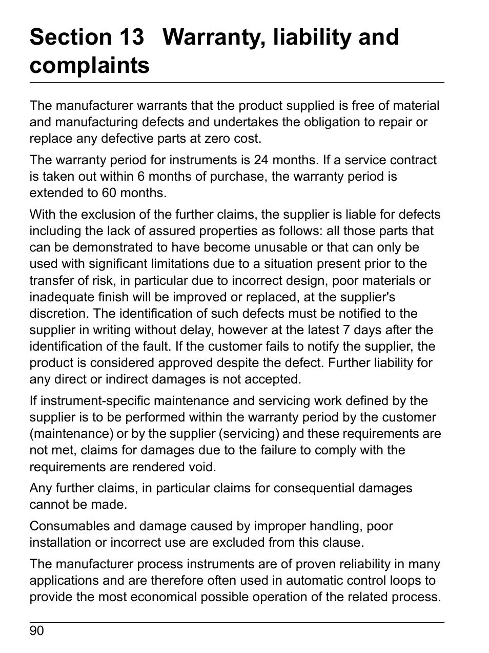 Section 13 warranty, liability and complaints | Hach-Lange SI792(x) E HACH GLI 3700 series SI792(x) T 7MA2200 and 8398 series User Manual User Manual | Page 92 / 116