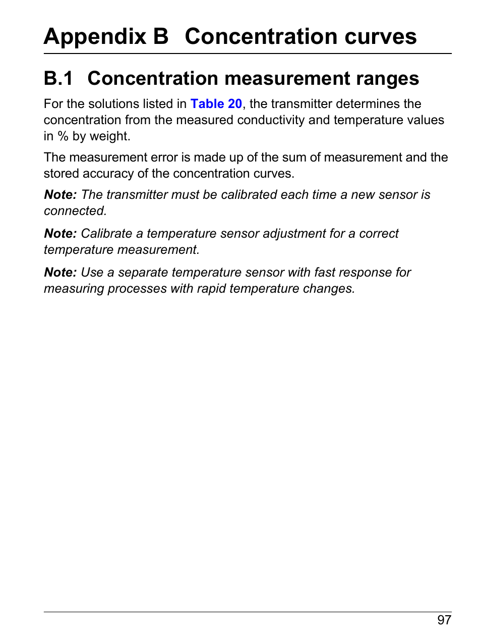 Appendix b concentration curves, B.1 concentration measurement ranges | Hach-Lange SI792(x) E HACH GLI 3700 series SI792(x) T 7MA2200 and 8398 series User Manual User Manual | Page 99 / 116
