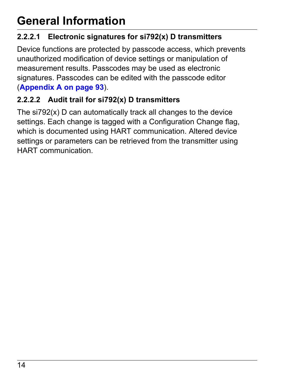 2 audit trail for si792(x) d transmitters, Section 2.2.2.1, Section 2.2.2.2 | Make the t, General information | Hach-Lange SI792 D, SI792x D, SI792x D-FF, SI792x D-PA User Manual User Manual | Page 16 / 98