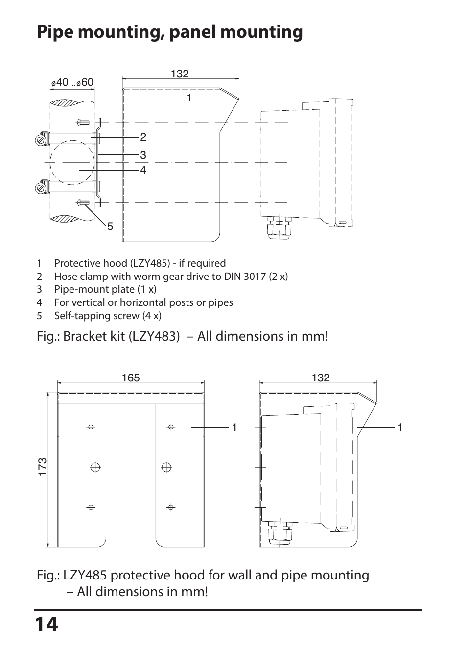 Pipe mounting, panel mounting | Hach-Lange SI794 D tr User Manual User Manual | Page 14 / 108