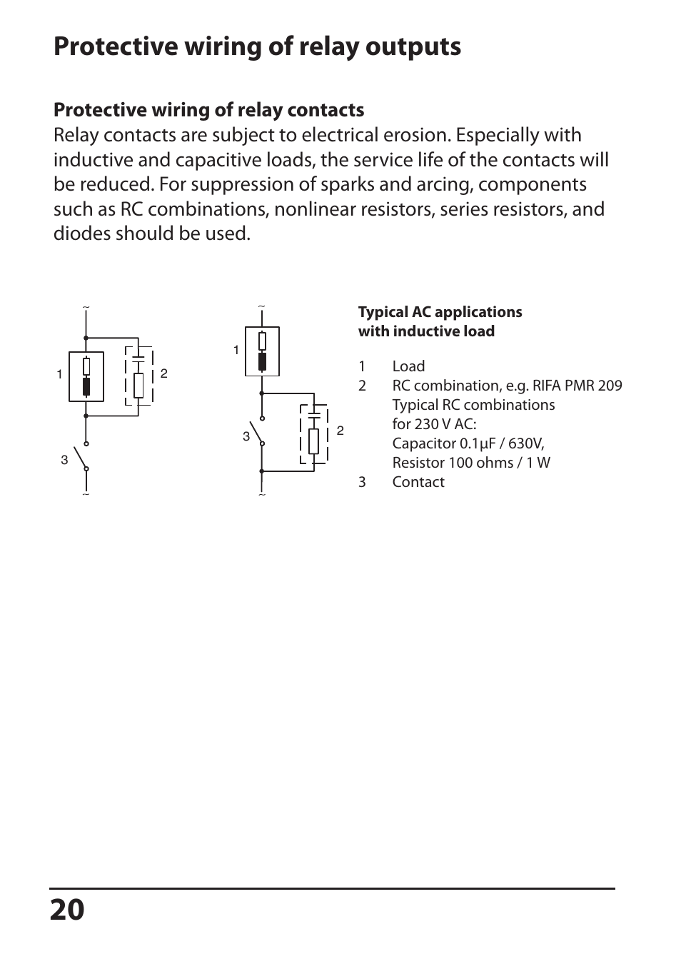 Protective wiring of relay outputs | Hach-Lange SI794 D tr User Manual User Manual | Page 20 / 108