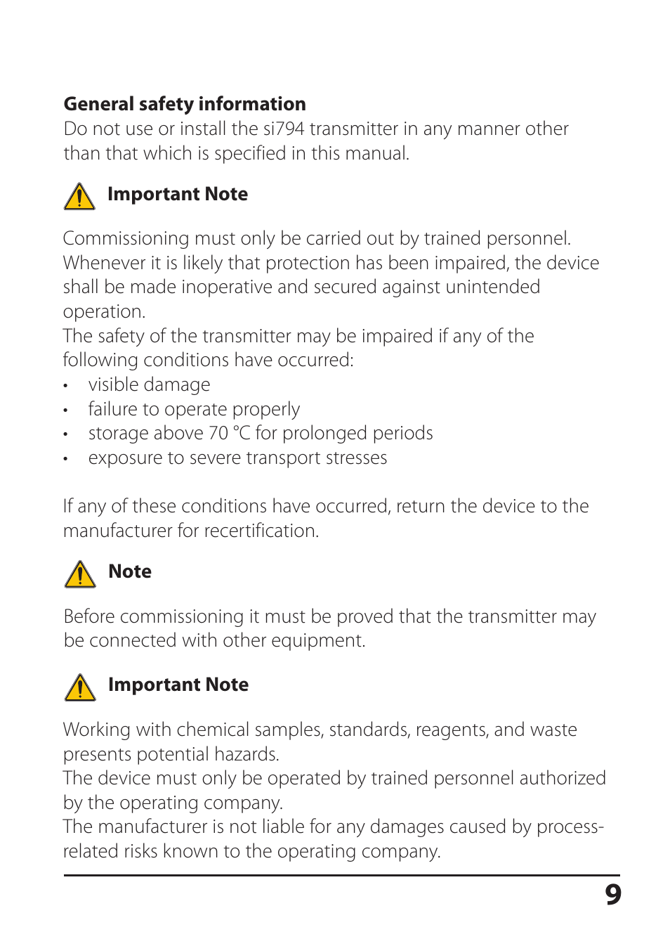 Hach-Lange SI794 D tr User Manual User Manual | Page 9 / 108