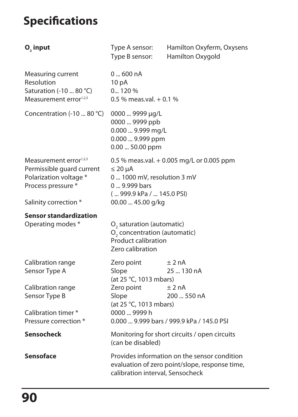 Specifications | Hach-Lange SI794 D tr User Manual User Manual | Page 90 / 108